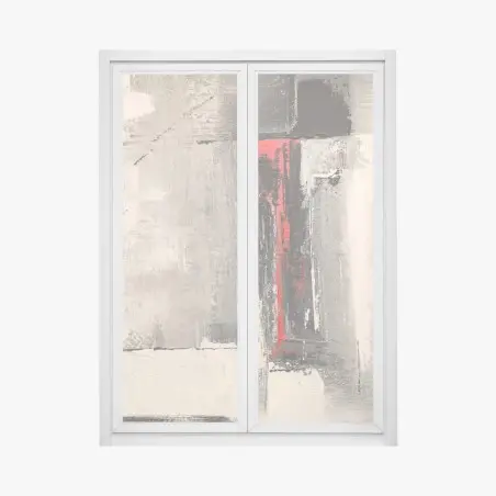 Sticker pour vitres et fenêtres accent rouge sur texture grise – Wallnifity®