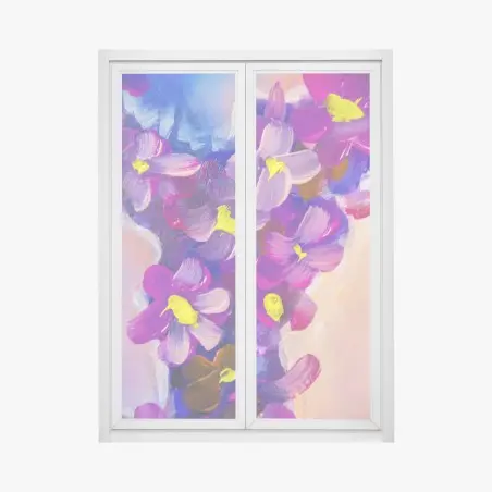Sticker pour vitres et fenêtres composition florale violette abstraite – Wallnifity®