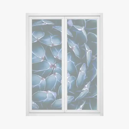 Sticker pour vitres et fenêtres motif géométrique de succulente en teintes bleu-vert – Wallnifity®