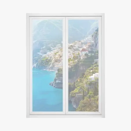 Sticker pour vitres et fenêtres vue panoramique de Positano sur la côte d'Amalfi – Wallnifity®