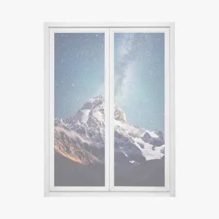 Sticker pour vitres et fenêtres nuit étoilée sur Ushba au cœur de Svaneti – Wallnifity®