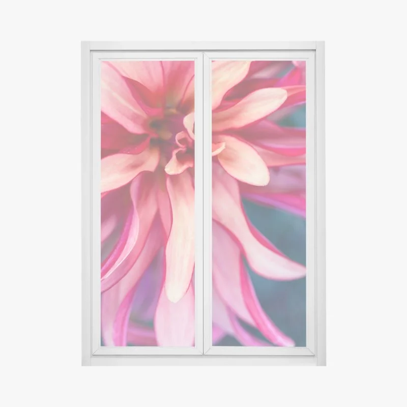 Sticker pour vitres et fenêtres éclosion corail: composition florale en gros plan – Wallnifity®