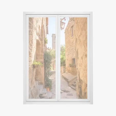 Sticker pour vitres et fenêtres ruelle pittoresque à Civita di Bagnoregio – Wallnifity®