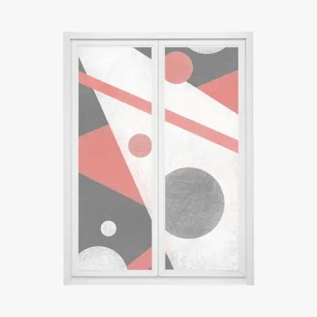 Sticker pour vitres et fenêtres composition géométrique rouge, noire et blanche – Wallnifity®