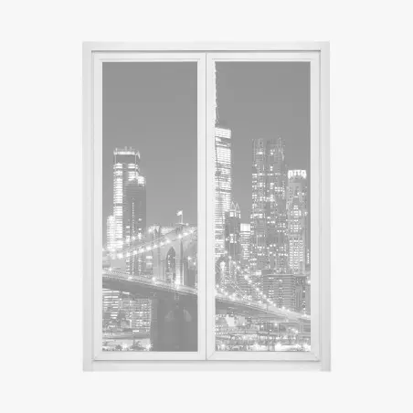 Sticker pour vitres et fenêtres nuit sur le pont de Brooklyn et la skyline de Manhattan – Wallnifity®