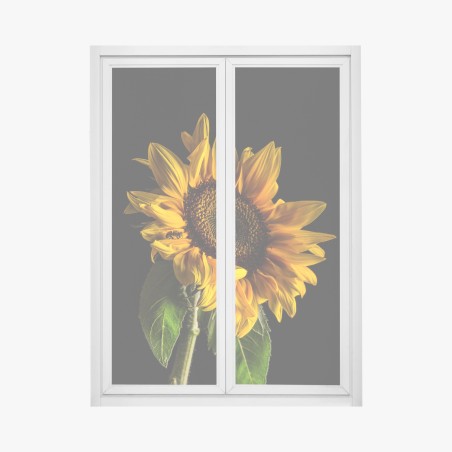 Sticker pour vitres et fenêtres tournesol lumineux sur fond noir – Wallnifity®