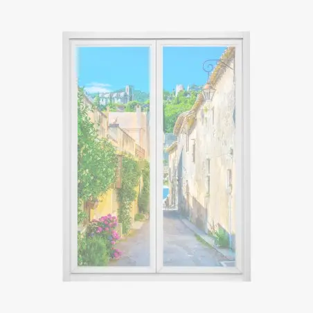 Sticker pour vitres et fenêtres ruelle ensoleillée d'un village en Provence – Wallnifity®