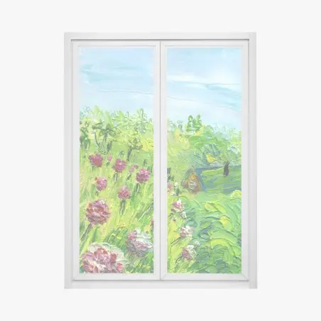 Sticker pour vitres et fenêtres pivoines au jardin en pâte au couteau – Wallnifity®