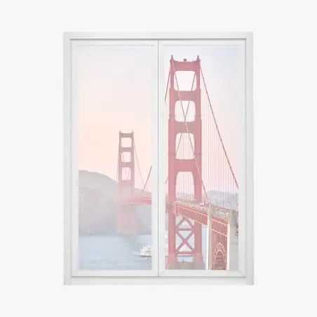 Sticker pour vitres et fenêtres vue emblématique du Golden Gate au coucher de soleil – Wallnifity®