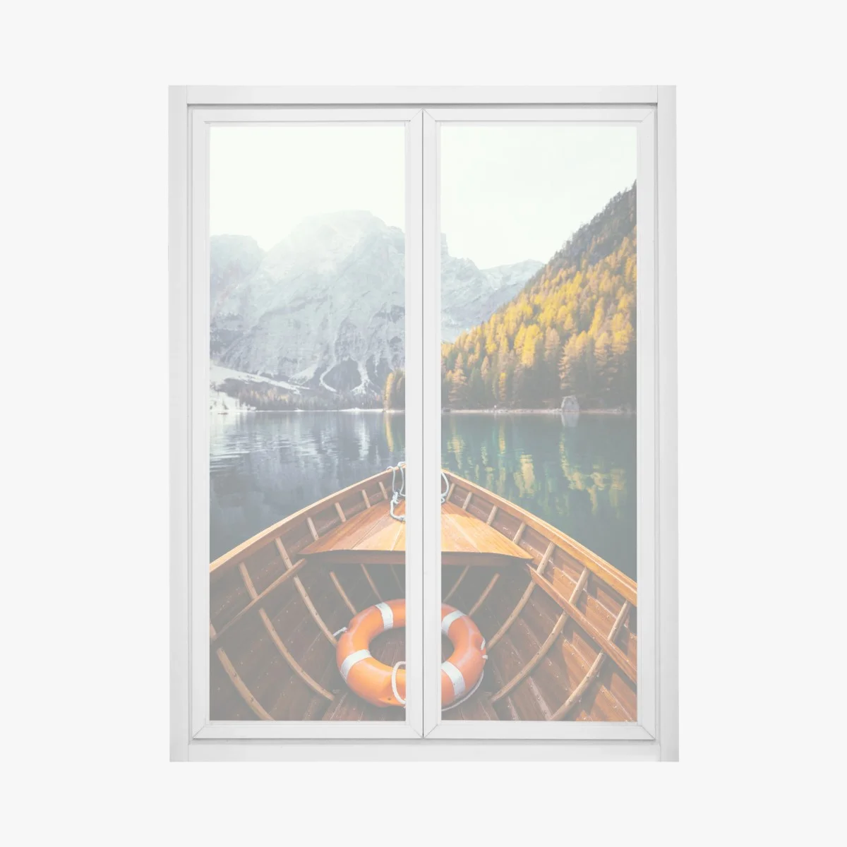 Sticker pour vitres et fenêtres matin doré au Lago di Braies – Wallnifity® Sticker pour vitres et fenêtres matin doré au Lago di Braies – Wallnifity®