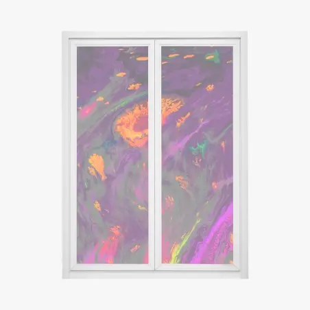 Sticker pour vitres et fenêtres marbrure ebru ottomane néon - motif abstrait coloré – Wallnifity®