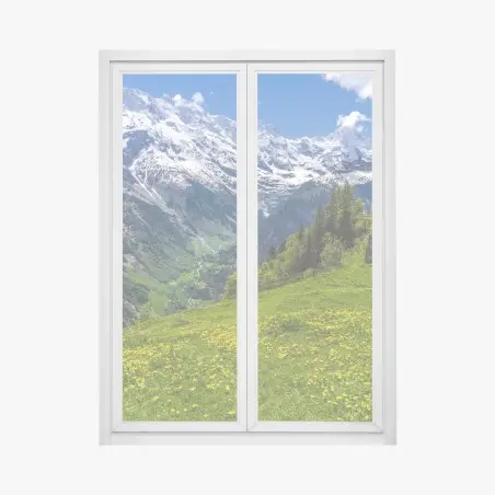 Sticker pour vitres et fenêtres panorama alpin fleuri au printemps – Wallnifity®