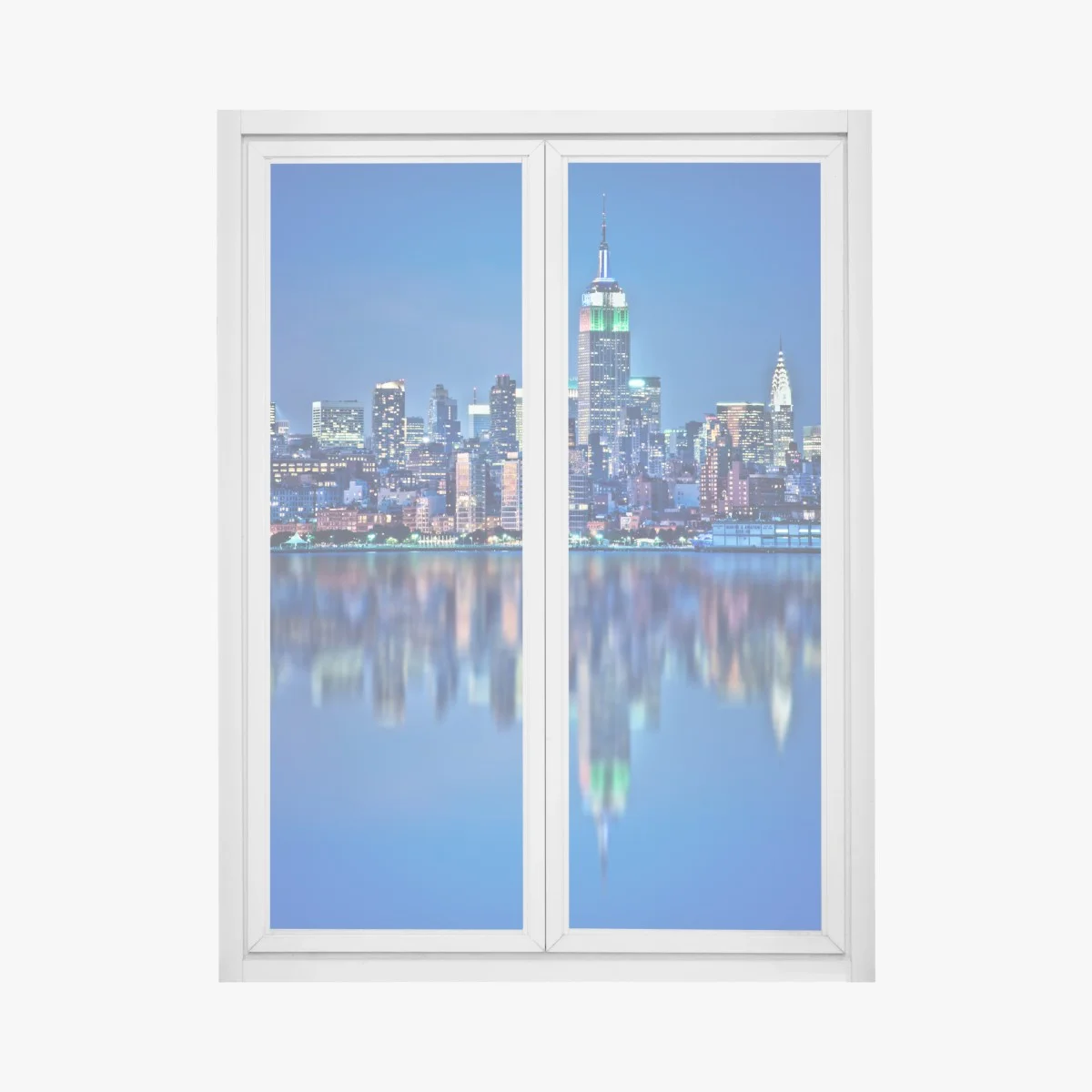 Sticker pour vitres et fenêtres panorama nocturne de New York avec reflets – Wallnifity® Sticker pour vitres et fenêtres panorama nocturne de New York avec reflets – Wallnifity®