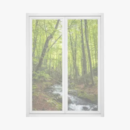 Sticker pour vitres et fenêtres forêt verdoyante et ruisseau paisible – Wallnifity®