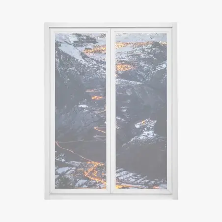 Sticker pour vitres et fenêtres nuit à Alpe d'Huez : la route aux virages lumineux – Wallnifity®