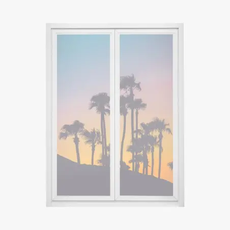 Sticker pour vitres et fenêtres crépuscule tropical aux palmiers – Wallnifity®