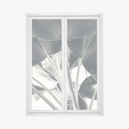Sticker pour vitres et fenêtres feuilles tropicales en perspective – Wallnifity®