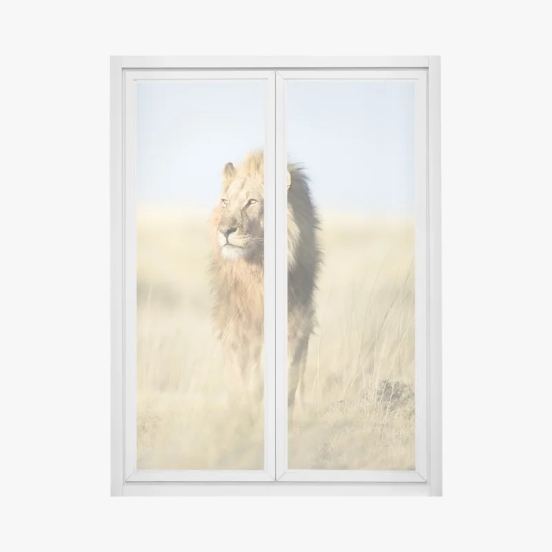 Sticker pour vitres et fenêtres lion majestueux dans la savane – Wallnifity® Sticker pour vitres et fenêtres lion majestueux dans la savane – Wallnifity®