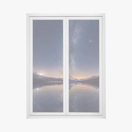 Sticker pour vitres et fenêtres voûte céleste au-dessus d'un lac miroir – Wallnifity®