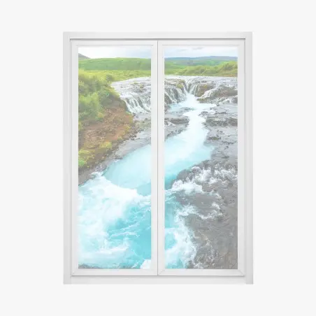 Sticker pour vitres et fenêtres cascade turquoise de Bruarfoss en Islande – Wallnifity®