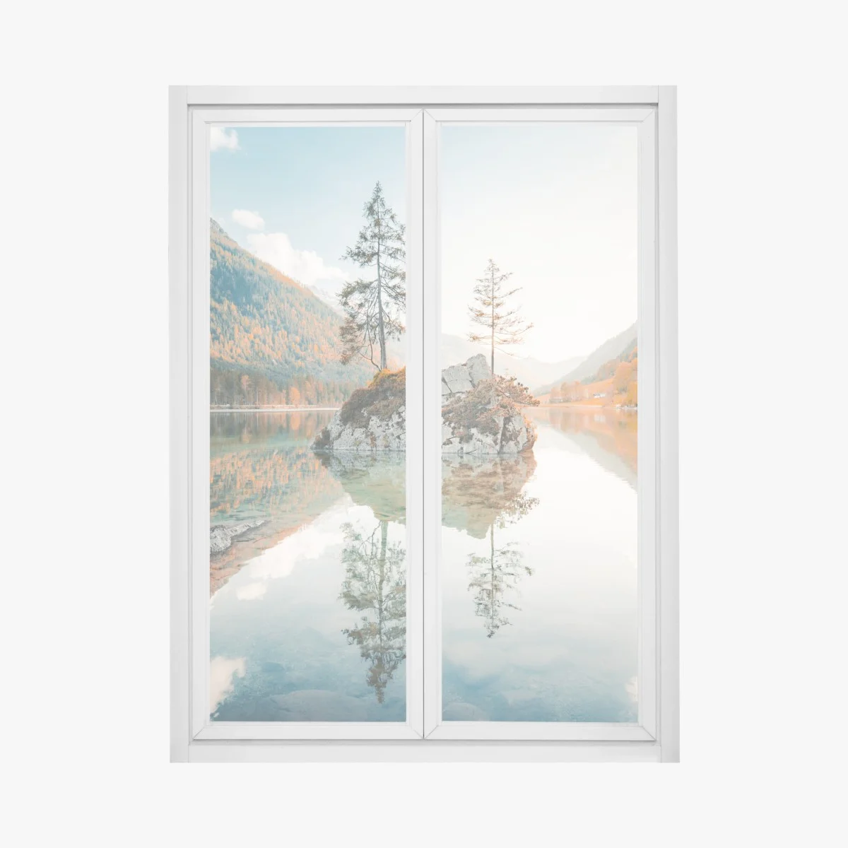 Sticker pour vitres et fenêtres îlot rocheux et reflet sur le lac à Hintersee – Wallnifity® Sticker pour vitres et fenêtres îlot rocheux et reflet sur le lac à Hintersee – Wallnifity®