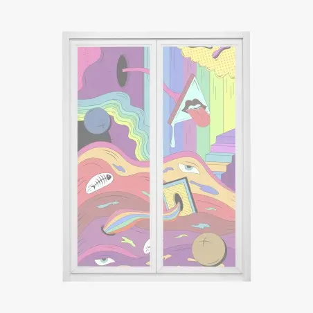 Sticker pour vitres et fenêtres rêve psychédélique en couleurs – Wallnifity®