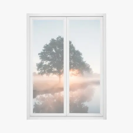 Sticker pour vitres et fenêtres chêne solitaire au lever du soleil – Wallnifity®