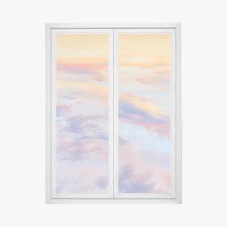 Sticker pour vitres et fenêtres aube pastel et nuages dorés – Wallnifity®