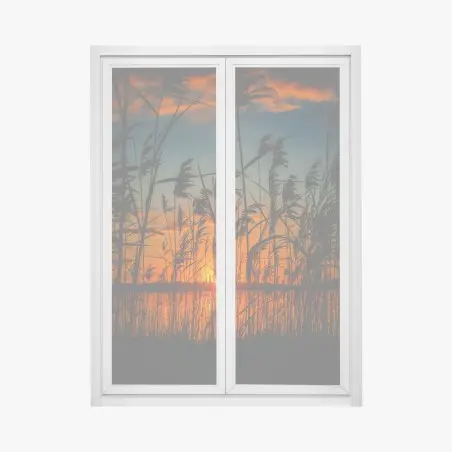 Sticker pour vitres et fenêtres silhouettes de roseaux au coucher de soleil – Wallnifity®