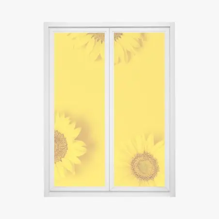 Sticker pour vitres et fenêtres éclat de tournesols sur fond jaune – Wallnifity®