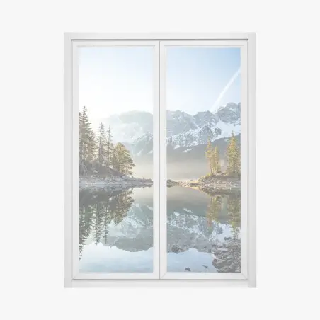 Sticker pour vitres et fenêtres reflet alpin au lever du soleil – Wallnifity®