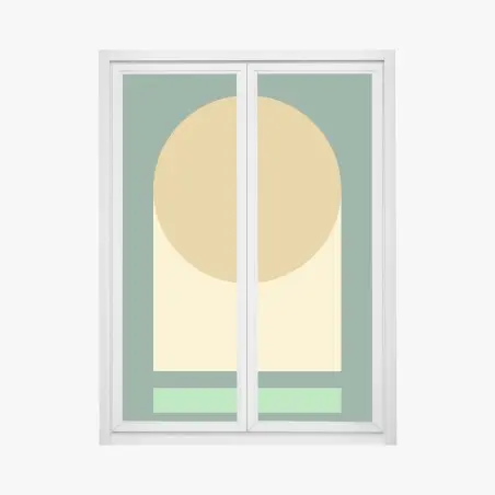 Sticker pour vitres et fenêtres composition géométrique ocre et vert – Wallnifity®