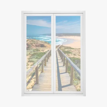 Sticker pour vitres et fenêtres chemin en bois vers Praia da Bordeira – Wallnifity®