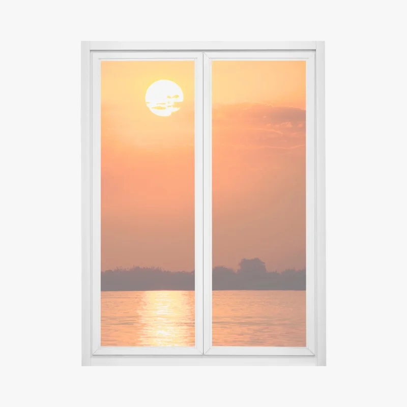 Sticker pour vitres et fenêtres coucher de soleil rougeoyant sur le lac – Wallnifity® Sticker pour vitres et fenêtres coucher de soleil rougeoyant sur le lac – Wallnifity®