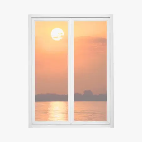 Sticker pour vitres et fenêtres coucher de soleil rougeoyant sur le lac – Wallnifity®