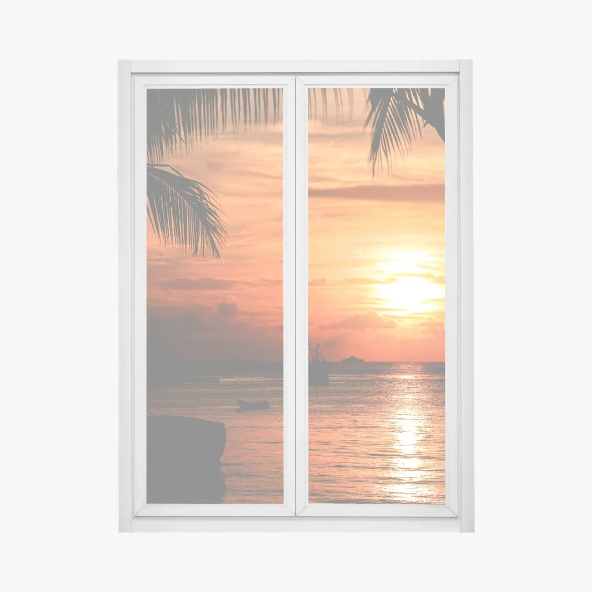 Sticker pour vitres et fenêtres coucher de soleil tropical aux silhouettes de bateaux – Wallnifity® Sticker pour vitres et fenêtres coucher de soleil tropical aux silhouettes de bateaux – Wallnifity®