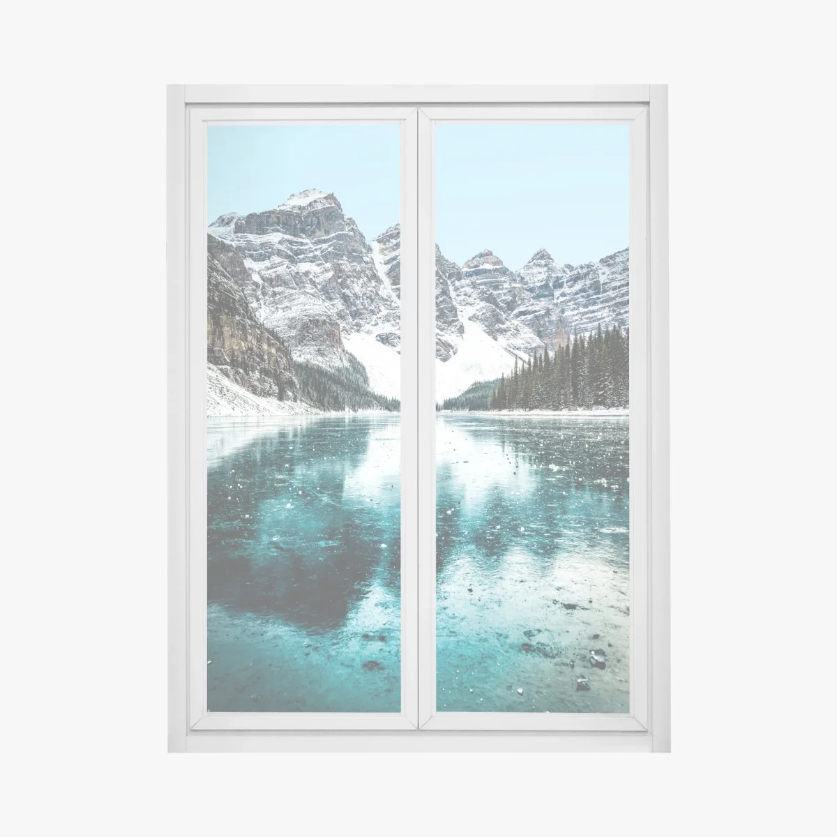 Sticker pour vitres et fenêtres paysage montagneux hivernal au lac turquoise – Wallnifity® Sticker pour vitres et fenêtres paysage montagneux hivernal au lac turquoise – Wallnifity®