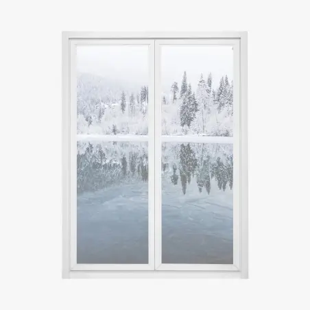 Sticker pour vitres et fenêtres reflet hivernal sur lac – Wallnifity®
