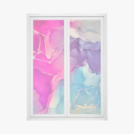 Sticker pour vitres et fenêtres éclats marbrés fuchsia et turquoise – Wallnifity®