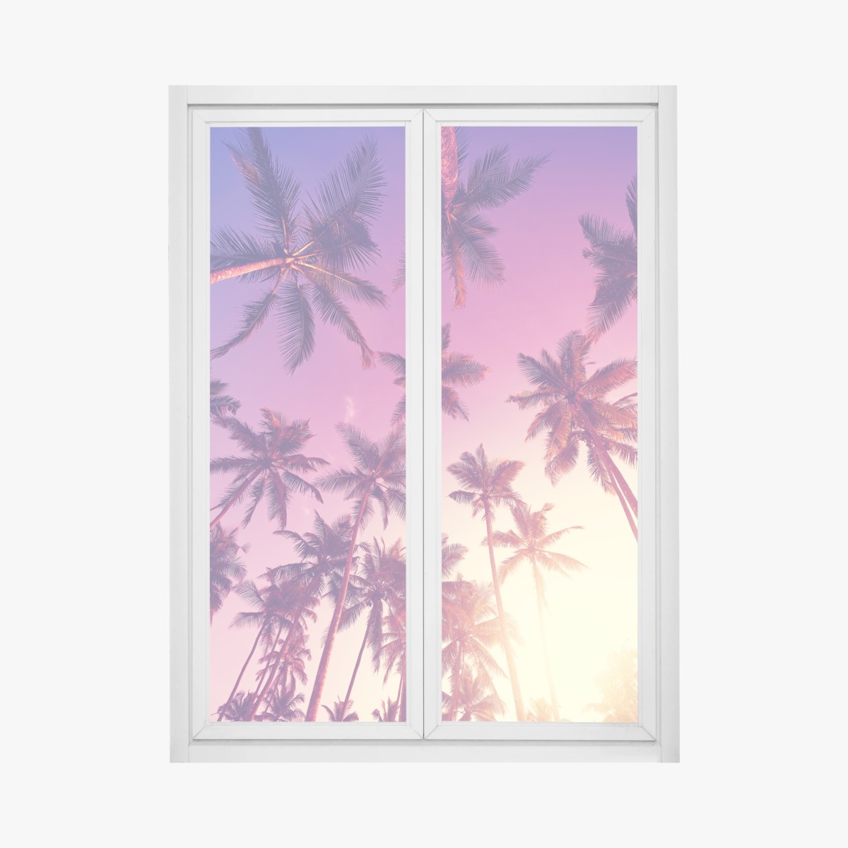 Sticker pour vitres et fenêtres sérénité sous les palmiers au coucher du soleil – Wallnifity®