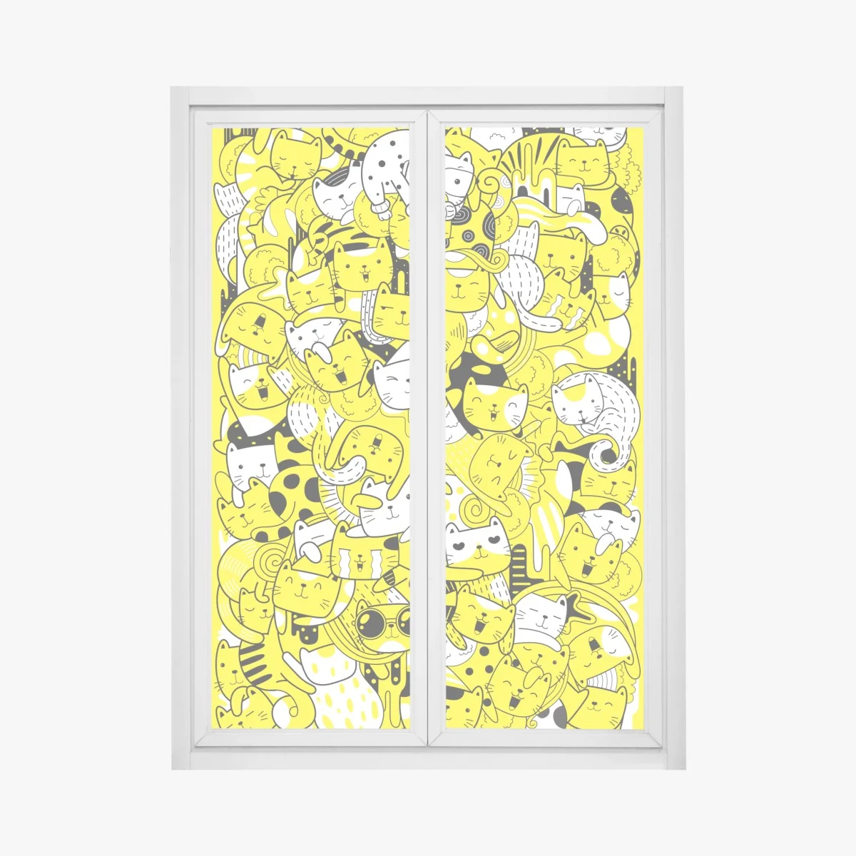 Sticker pour vitres et fenêtres jungle de chats en jaune et noir – Wallnifity® Sticker pour vitres et fenêtres jungle de chats en jaune et noir – Wallnifity®