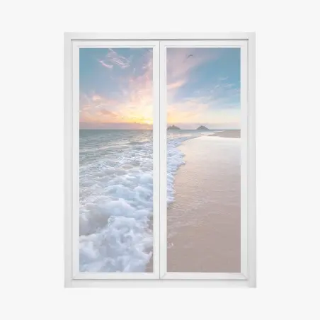 Sticker pour vitres et fenêtres horizon marin en lumière dorée – Wallnifity®