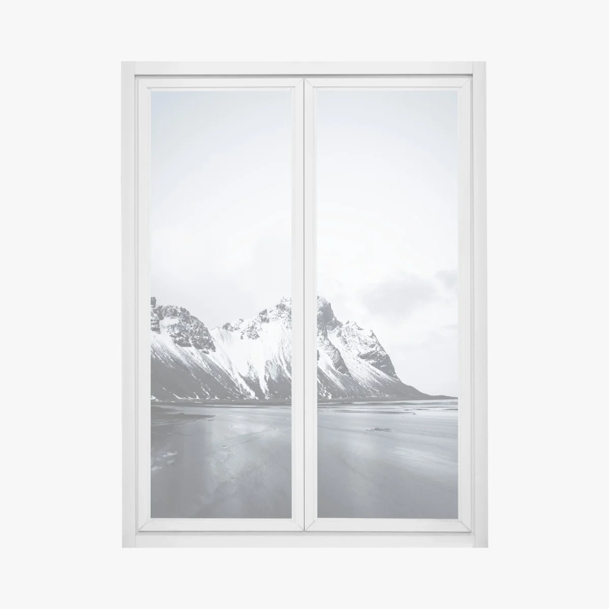 Sticker pour vitres et fenêtres paysage montagneux enneigé et littoral paisible – Wallnifity® Sticker pour vitres et fenêtres paysage montagneux enneigé et littoral paisible – Wallnifity®