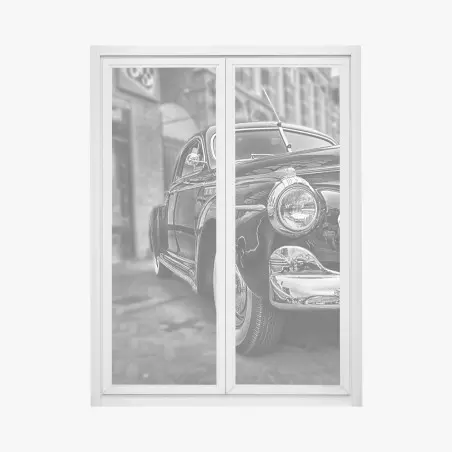 Sticker pour vitres et fenêtres voiture classique rétro en noir et blanc – Wallnifity®