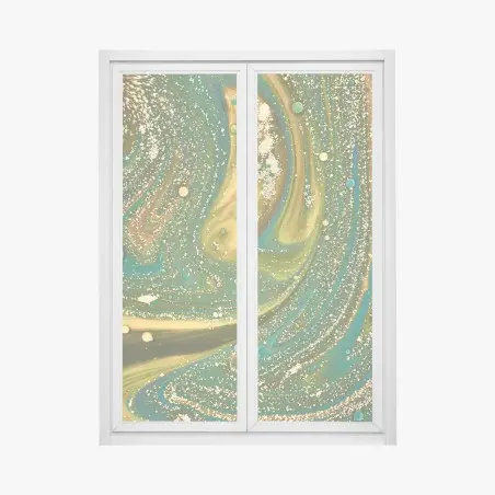 Sticker pour vitres et fenêtres marbrure irisée vert et or – Wallnifity®