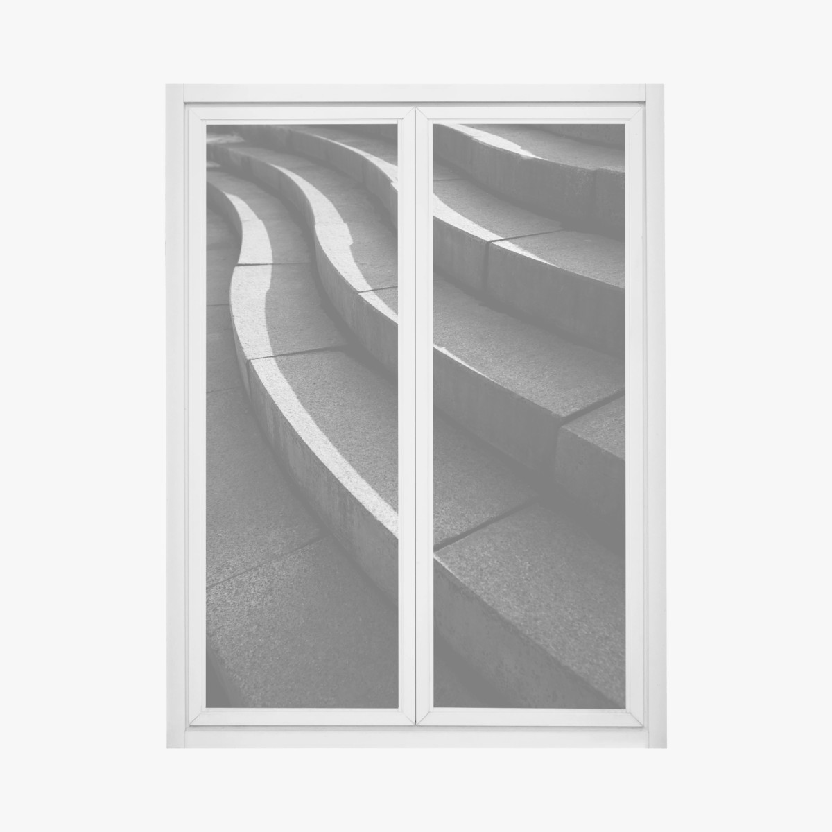 Sticker pour vitres et fenêtres escalier en béton abstrait : jeu de lignes et de lumière – Wallnifity®