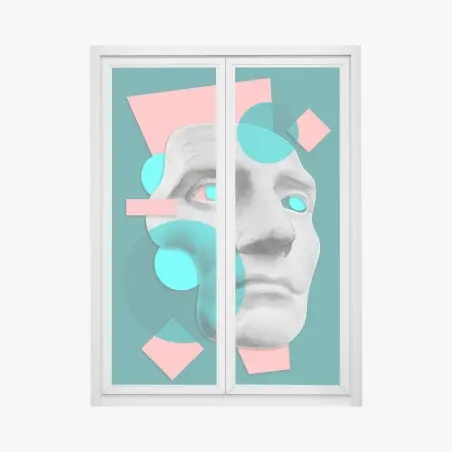 Sticker pour vitres et fenêtres visage antique en collage géométrique – Wallnifity®