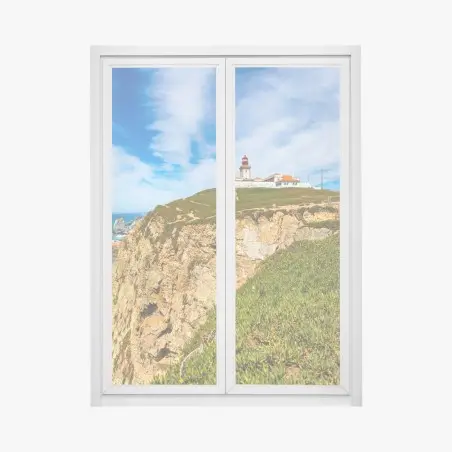 Sticker pour vitres et fenêtres phare de Cabo da Roca sur falaises de l'Atlantique – Wallnifity®