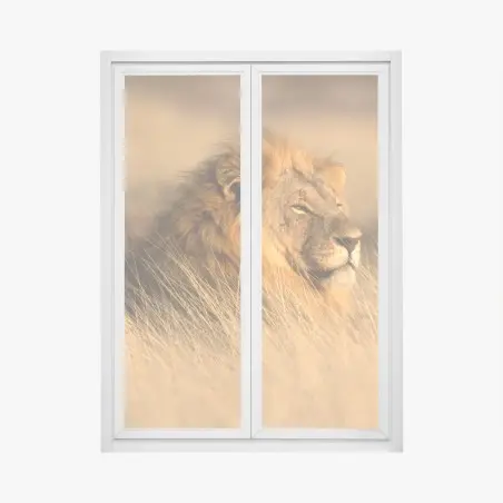 Sticker pour vitres et fenêtres regard du roi de la savane – Wallnifity®
