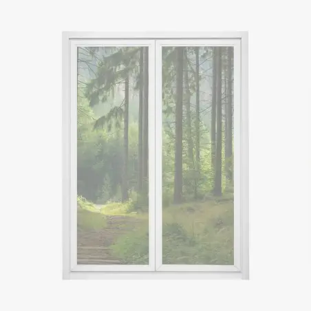 Sticker pour vitres et fenêtres sentier forestier au coeur des sapins – Wallnifity®